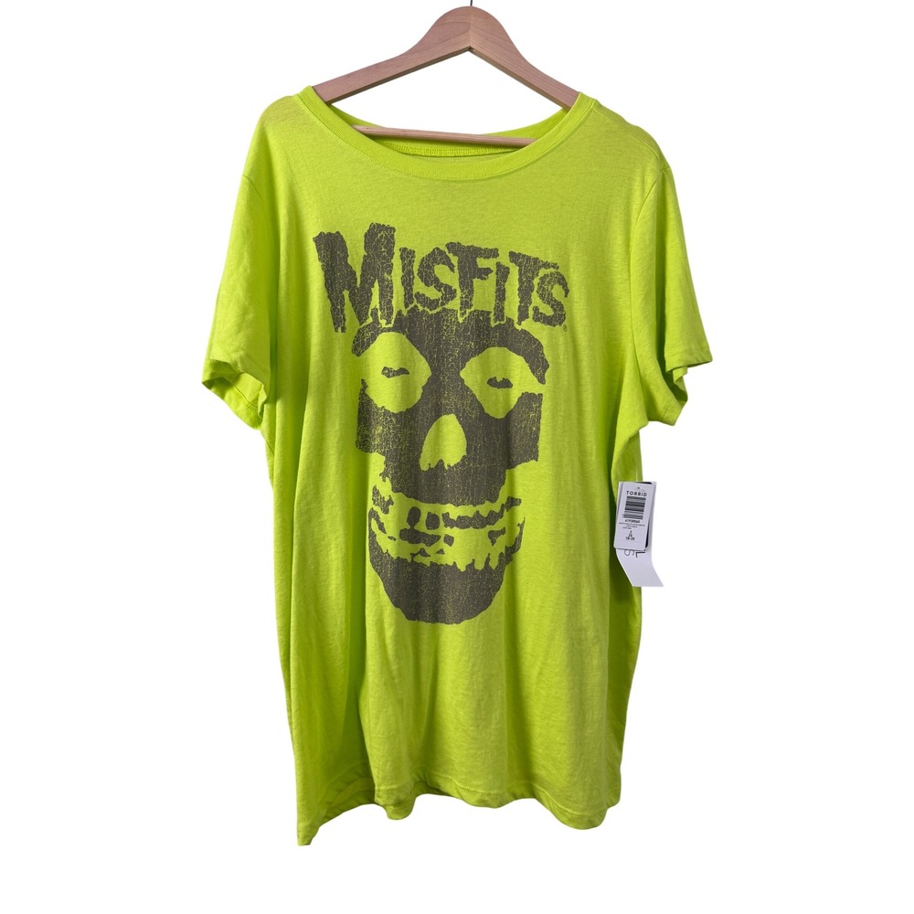 Torrid Vinyl Icons Misfits Band Tee Plus Size Crew Tee Neon Green 2X 18-20 New